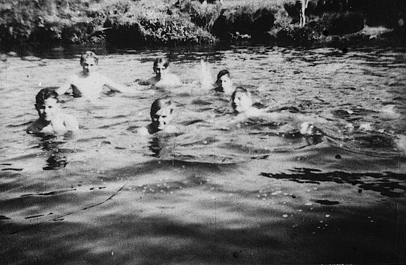 0219, PW 117,  15 Jun 1951, Boys swimming in Wenning