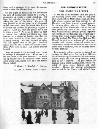 0196, C51 35,    21 Mar 1951, House Notes &amp; Collingwood House Report
