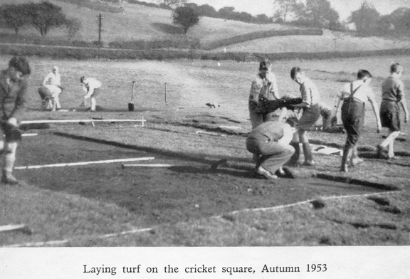 0509, C54 22B, 14 Apr 1954, Laying Turf on the cricket square, Autumn 1953