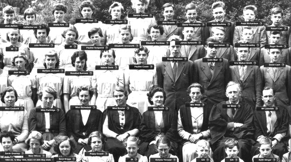 0558, 1954-10, 12 May 1954, Annual School Photo  BGS 3 of 5 Labels