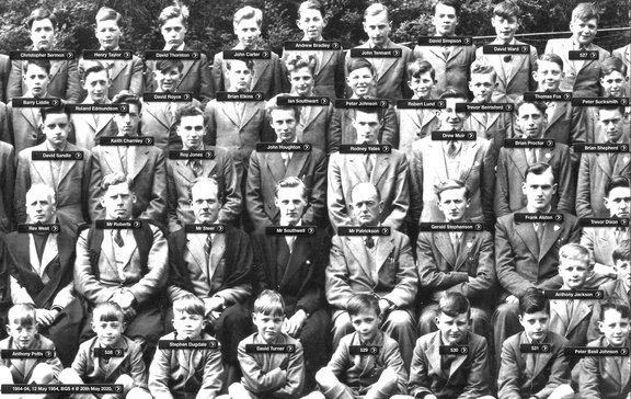 0561, 1954-12, 12 May 1954, Annual School Photo  BGS 4 of 5 Labesl