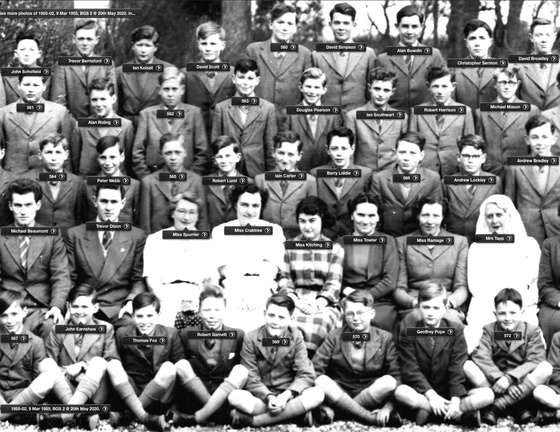 0594, 1955-09, 9 Mar 1955, Annual School Photo  BGS 3 of 6 Labels