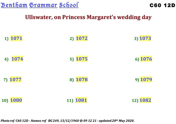 1165, BG 249, 13 Dec 1960, C60 12D Names - Ullswater, Princess Margaret's Wedding