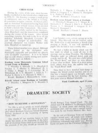 1185, C60 29, 13 Dec 1960, Chess &amp; Sketch Clubs, Dramatic Society