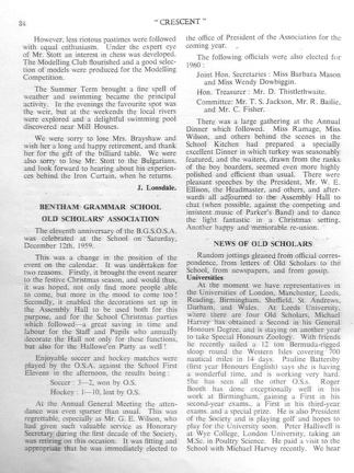1190, C60 34, 13 Dec 1960, BGSOSA, News Old Scholars