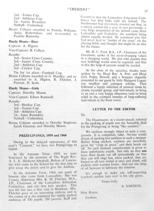 1193, C60 37, 13 Dec 1960, Prize-giving 1959 &amp; 1960