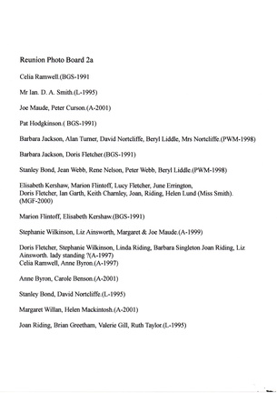 1372, B 2A 01,   1 Aug 2001, Reunion - 1991-2001, Photo Board Names
