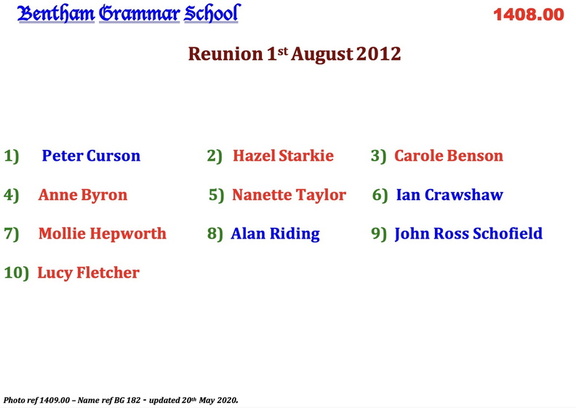 1409.00, BG 182, 4 Aig 2012, Names - Reunion 2012, Punch Bowl, Low Bentham , 