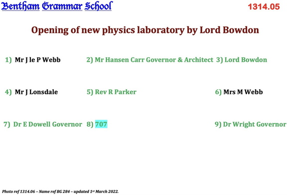 1313.32, BG 284, 17 Jan 1966, Names - Opening of new physics laboratory