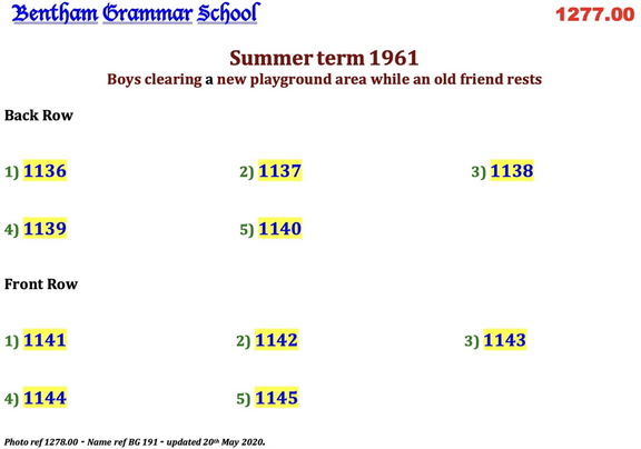 1278.00, BG 191, 18 Apr 1962, Names - Boys clearing a new playground