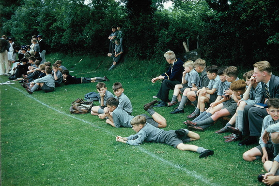1056.55, JW 6233, 12 Jul 1958, Cricket Match, John Edwards on right
