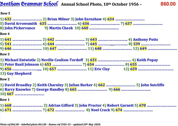 0862.00, 195-15, 10 Oct 1956, Names - Annual School Photo 5 of 5