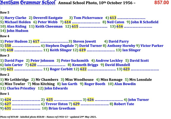 0859.00, 1956-13, 10 Oct 1956, Names - Annual School Photo 4 of 5