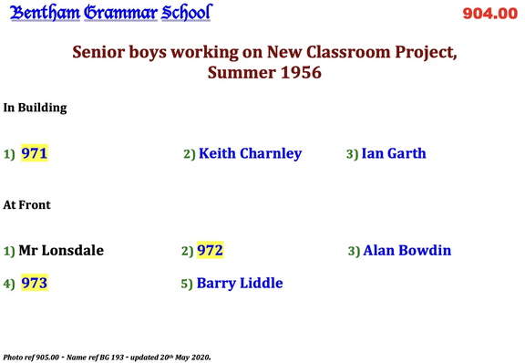 0905.00, BG 193, 17 Apr 1957, Names - New Classroom Project