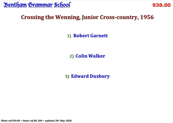 0939.00, BG 200, 17 Apr 1957, Names - Junior Cross-Country 1956
