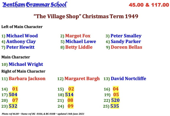 0117.00, BG 010B, 16 Sep 1950, Cast The Village Shop