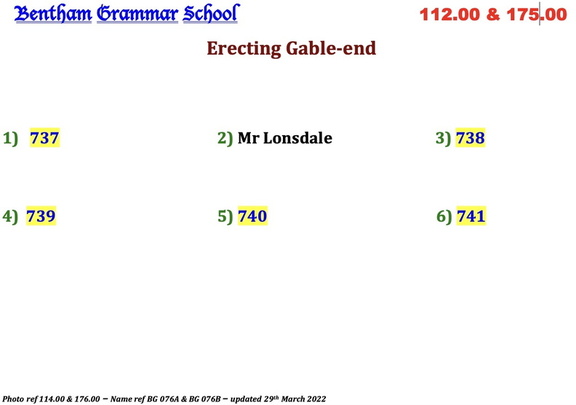 0114.00, BG 076A, 16 Sep 1950, Names - Erecting gable-end