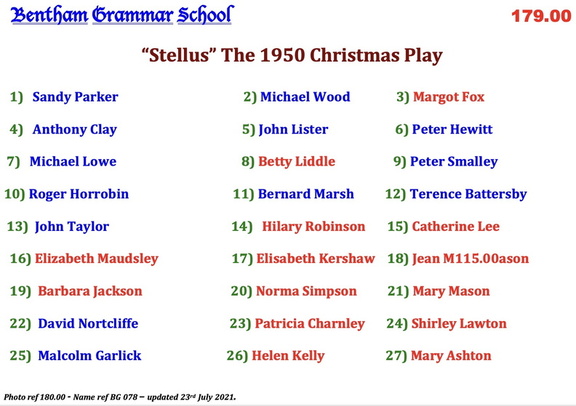 0180.00, BG 078, 21 Mar 1951, Cast Stellus The 1950 Christmas Play