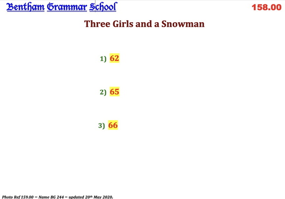 0159.00, BG 244, C 51, 21 Mar 1951, Names - Three girls and a Snowman