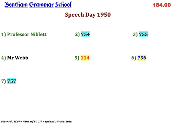 0185.00, BG 079, 21 Mar 1951, Names - Speech Day 1950