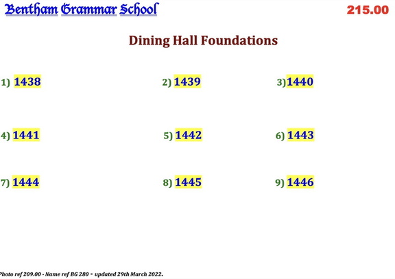 0209.00, BG 280, 21 Mar 1951, Names - Dining Room Foundations