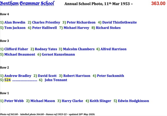 0365.00, 1953-22, 11 Mar 1953, Names - Annual School Photo 7 of 8