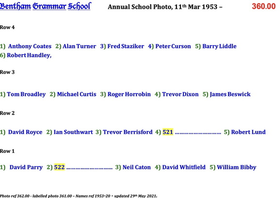 0362.00, 1953-20, 11 Mar 1953, Names - Annual School Phot 6 of 8