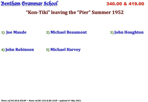 0341.00, BG 121A, Names - Kon-Tiki Garden Fête 1952