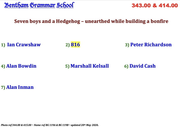 0415.00, BG 119B, 1 Apr 1953, Names - Seven Boys and a Hedgehog