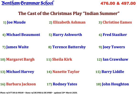 0498.00, BG 098B, 4 Apr 1954, Cast Indian Summer