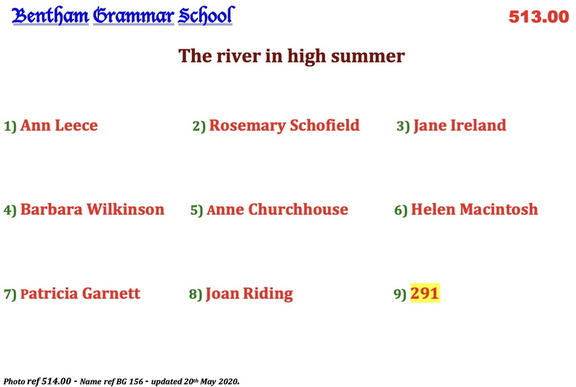 0514.00, BG 156, 14 Apr 1954, Names - The river in high summer