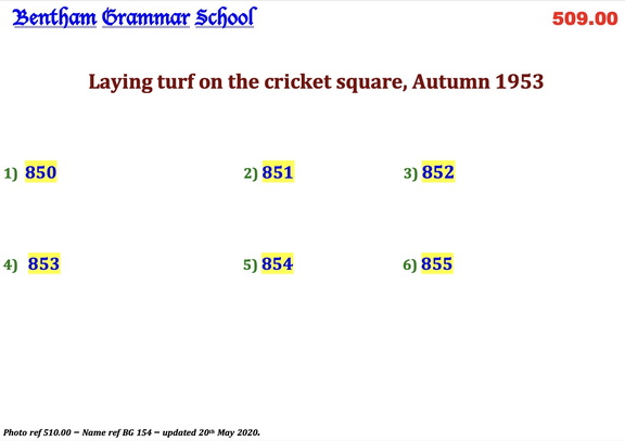 0510.00 BG 154, 14 Apr 1954, Names - Laying turf on the cricket square, Autumn 1953