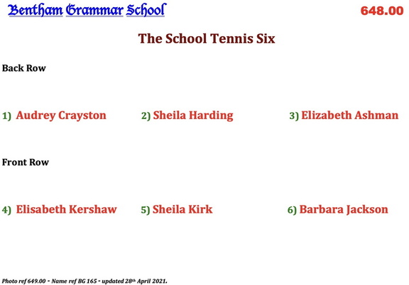 0649.00, BG 165, 6 Apr 1955, Names The School Tennis Six
