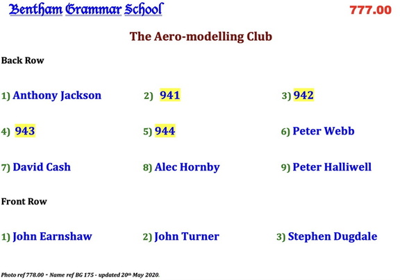 0778.00, BG 175, 28 Mar 1956, Names - The Aero-Moddeling Club