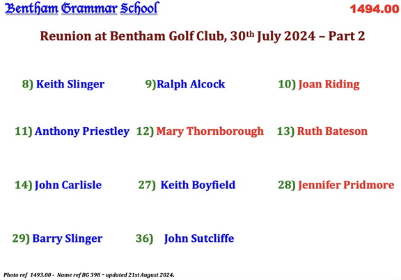 1494.00, BG 398, 30 Jul 2024, Names - Reunion at Bentham Golf Club Part 2 