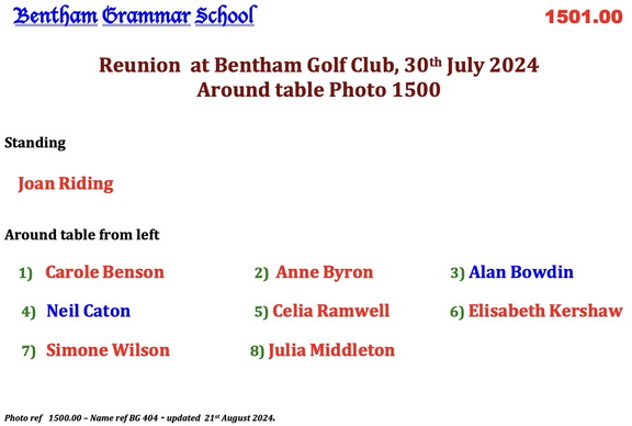1501.00, BG 405, 30 Jul 2024, Names - Reunion at Bentham Golf Club